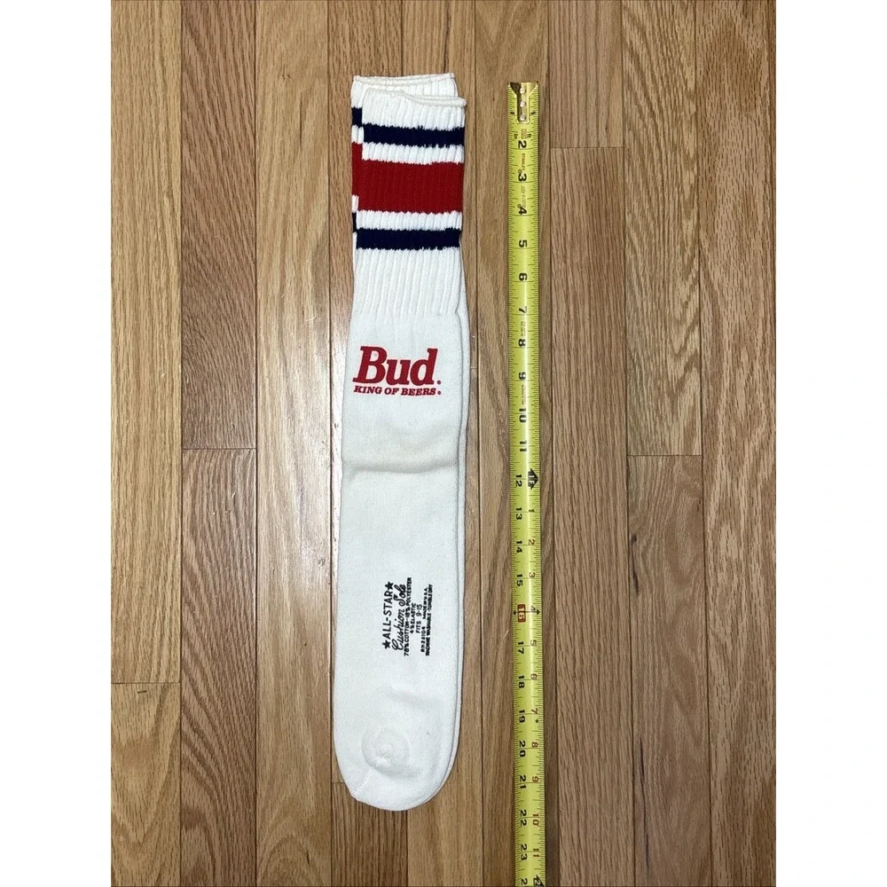Vintage Americana Bud King‎ Of Beers Budweiser Tube Socks Knee High Socks New
